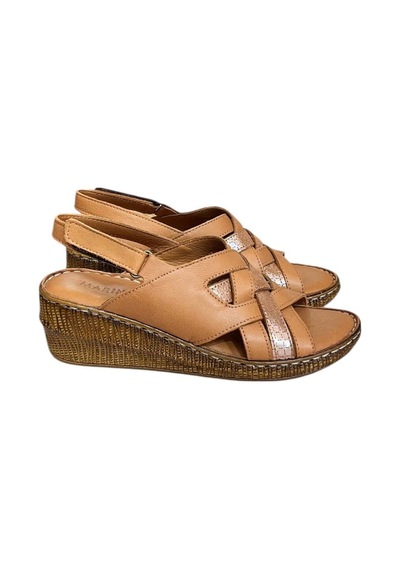 Taba Hakiki Deri Çapraz Bantlı Puf Taban Hafif Comfort Sandalet Taba