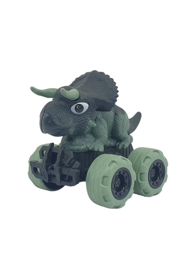 Sürtmeli Dinazor Arabalar 12 Cm - H-20 - Triceratops - Yeşil Lisinya