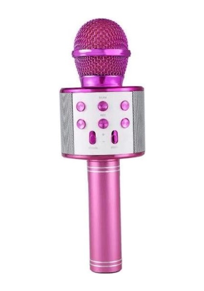 Ws-858 Usb-aux-sd Kart Girişli Wireless Bluetooth Karaoke Mikrofon - Pembe Beyaz