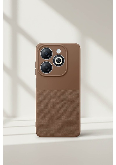 Infinix Tecno Spark Go 2024 / Smart 8 Serisi / Pop 8 / Spark 20c / Hot 40i Uyumlu Kamera Korumalı Tırtıklı Kaymaz İçi Kadife Yumuşak Silikon Kılıf-54277 Kahverengi