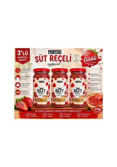 Glutensiz Çilekli Süt Reçeli 3x270 G