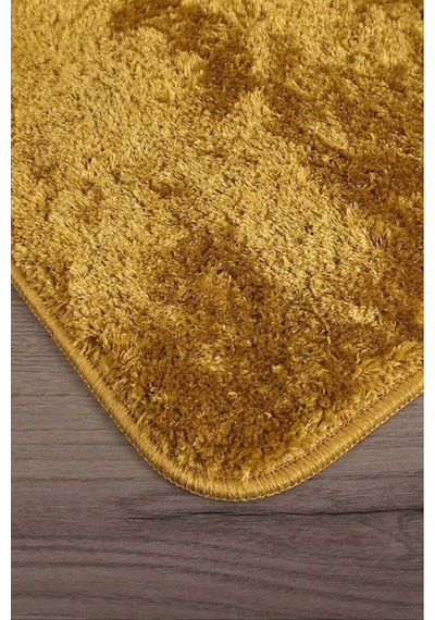 Relax Gold Büyük Boy 80x150 + 50x80 Cm 2'li Banyo Halısı Paspası Seti Kaymaz Klozet Takımı Altın