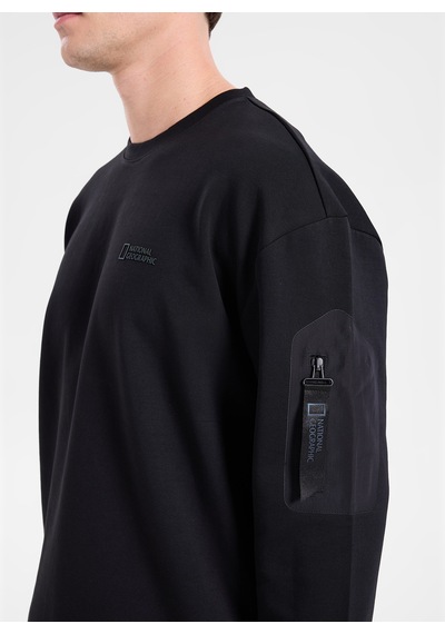 National Geographic N6wm-swt4150 Siyah Erkek Bisiklet Yaka Baskılı Relaxed Sweatshirt