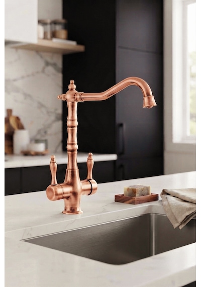 Rustik Arıtmalı Eviye Bataryası Rose Gold