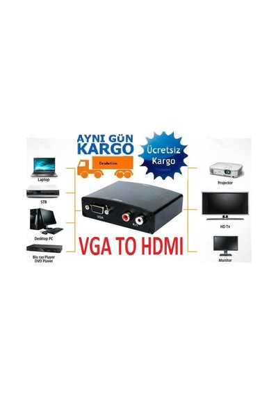 Vga To Hdmı Çevirici Dönüştürücü Converter +Ses 4840P Adaptör Rca