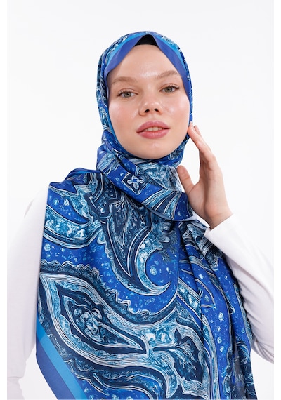 Tarzını Seç Gece Dalgaları Desenli Şifon Saten Şal - 70x170 Cm