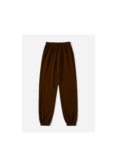 Kahve Basic Düz Eşofman Altı Jogger - Lastik Paça Yüksek Bel Oversize Kahverengi Kahve Basic Düz Eşofman Altı Jogger - Lastik Paça Yüksek Bel Oversize Kahverengi