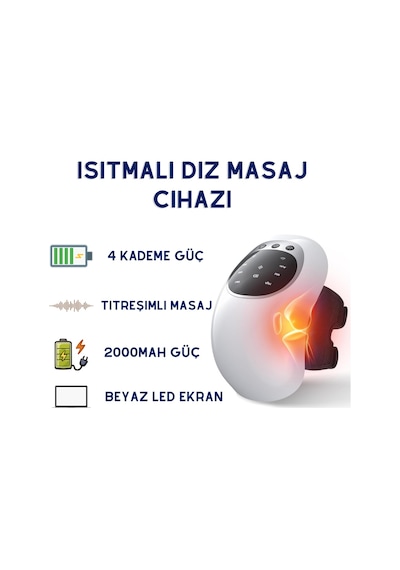 Isıtmalı Diz Masaj Cihazı Titreşimli Sıcak Kompres Terapi Pedi, 4 Kademeli Masaj Aleti-1515 Bej
