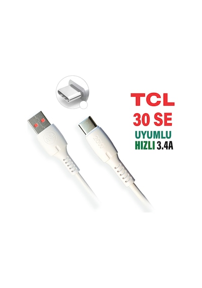 Tcl 30 Se Şarj Kablosu Usb - Type-c 3.4a Hızlı Tcl 30se Şarj Aleti Kablosu Uyumlu