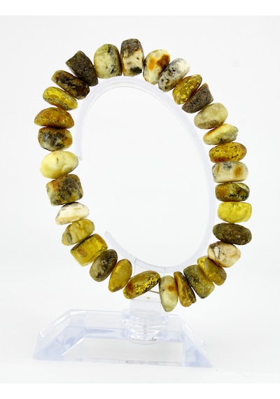 Kehribar Bileklik Amorf Tasarım Ambergold Blk23-130 Çok Renkli