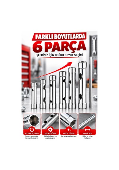Cms 6 Parça Anahtar Seti Farklı Boyutlarda Pratik Somun & Cıvata Anahtarları