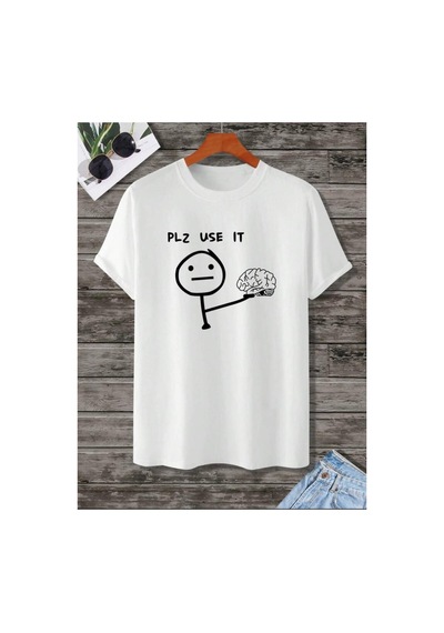 Medinenur Plz Use It Detaylı Basic T-shirt Beyaz