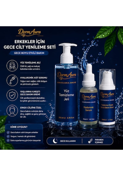 Dermaura Erkekler İçin Gece Cilt Yenileme Seti