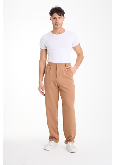 Gugus Erkek Baggy İthal Kumaş Pantolon Bej