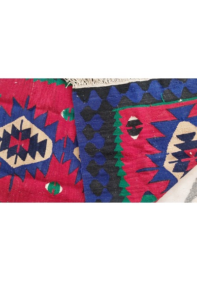 Antika Kafkas Esintili El Dokuma Yün Kilim 80x140 Cm Çok Renkli