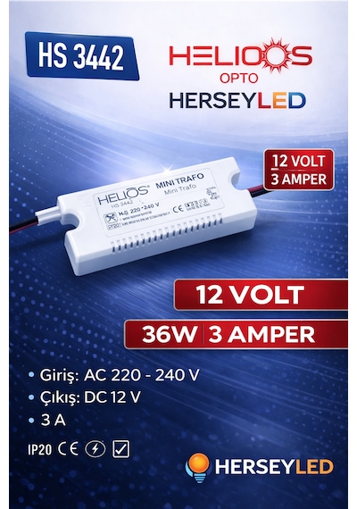 Helios Hs-3442 12v 3 Amper Mini Trafo 36w