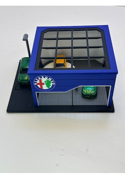 3d Baskı 1/64 Ölçekli Alfa Romeo Showroom Tasarımlı Diorama Araç Sergileme Garajı
