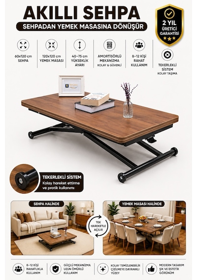 Home Üst Tabla Mdf Ceviz Oval Köşe Alt Ayak Siyah