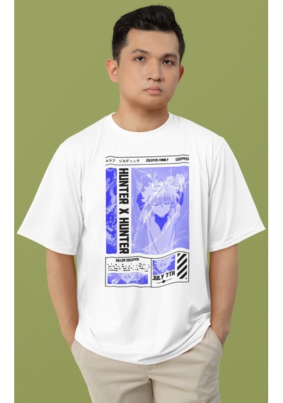 Sevbano Hunter X Hunter Killua Zoldyck Baskılı Unisex Oversize Zoldyck Fa Beyaz