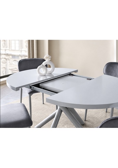 Truva Polo Yuvarlak Açılır Mdf Mutfak Masa Sandalye Takımı 104cm Gri