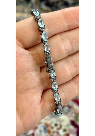 Allahverdi Türkmen Mavi Topaz Elmas Bileklik 049