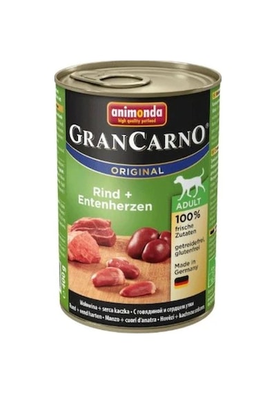 Animonda Gran Carno Sığır Etli ve Ördek Yürekli Konserve Yetişkin Köpek Maması 400 G
