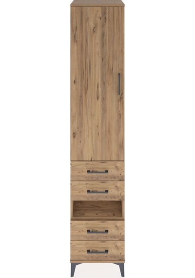 Hyperion Dolap 4 Raflı 4 Çekmeceli Tek Kapaklı 44x44x221 Çam-çam Çam