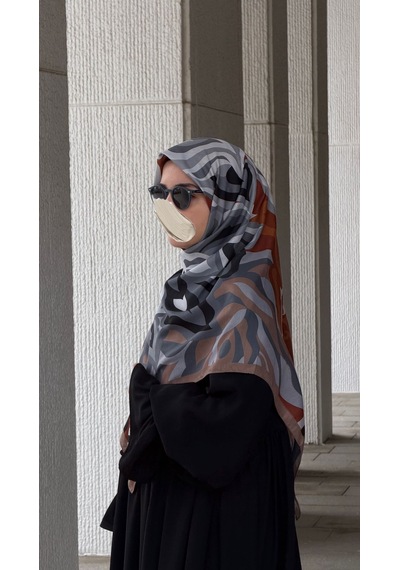 Qalortex Scarf Pamuklu Soft Mihrâ Desen Eşarp-taba