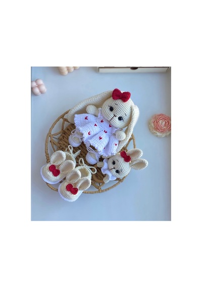 Amigurumi Kalpli Elbiseli Tavşan Set