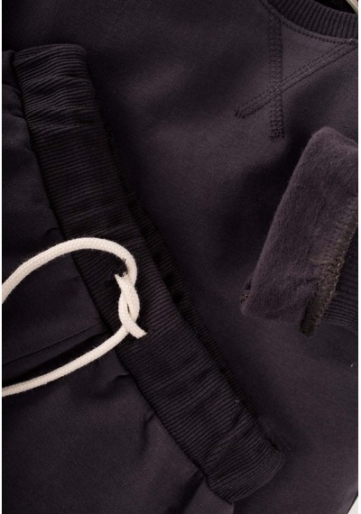 Cigit Basic Karyoka Detaylı Sweatshirt Takım 3-8 Yaş Siyah Siyah