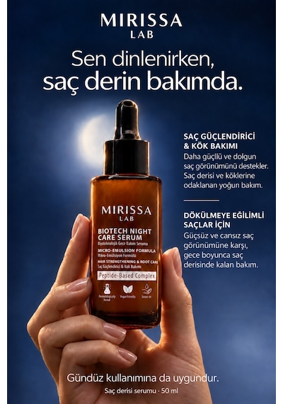Mirissa Lab Saç Dökülmesi Karşıtı Çoklu Peptit Biotin Kompleksi Hassas Saç Derisi Serumu 50 Ml