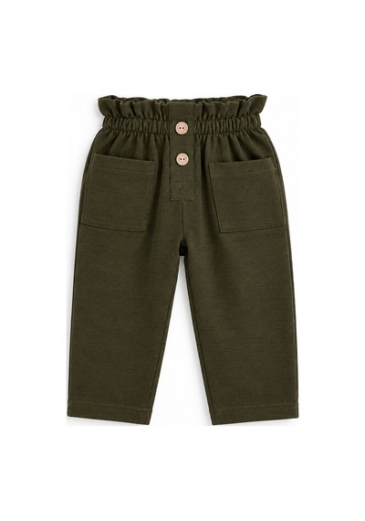 Babyhola 1-3 Yaş Kız Bebek Çocuk Çıtçıtlı Badi Pantolon Şık Alt Üst 2'li Takım Bayramlık 2327 Haki