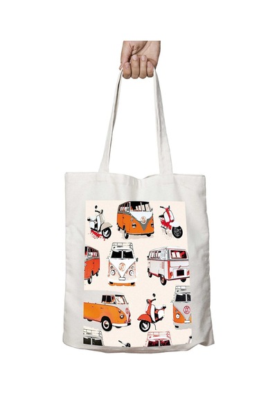 Art Hediye Nostalji Vespa Tospa Kamp Karavan İki Tarafı Kalıcı Baskılı Yıkanabilir Okul Plaj Omuz Bez Çantası Çok Renkli