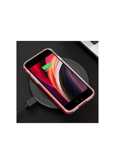 Apple iPhone Uyumlu Se 2020 Kılıf Magsafe Wireless Kablosuz Şarj Destekli Sert Şeffaf Darbe Emici Kapak Turuncu