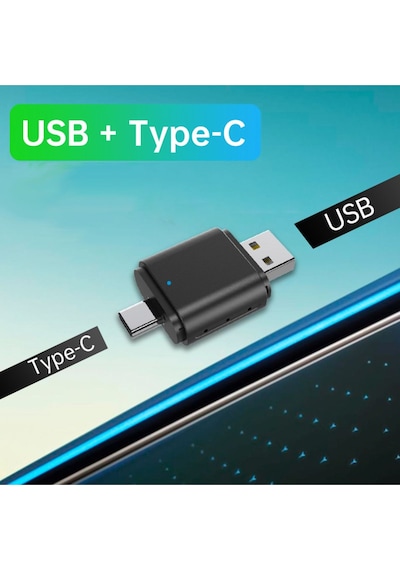 Carplay Usb Ve Type-c 2in1 Araç Multimedya Adaptörü Yeni Tasarım Mini Kablosuz İos Android Uyumlu