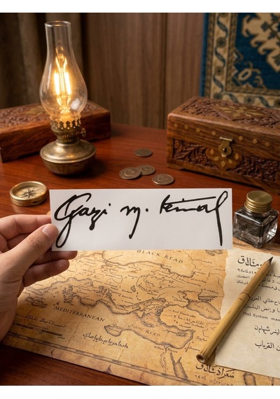 Atatürk İmzası Siyah Vinil Sticker 20 X 6,5 Cm 20cm