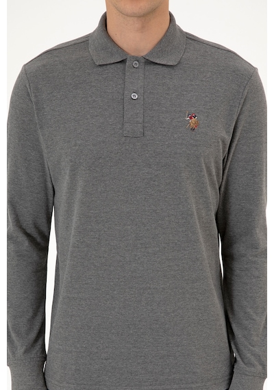 U.S. Polo Assn. Erkek Regular Fit Polo Yaka Antrasit Melanj Basic Sweatshirt 50313772-VR081