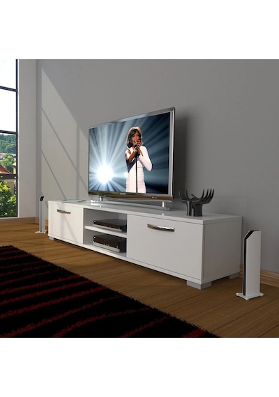 Decoraktiv Eko 140 Mdf Dvd Tv Ünitesi Tv Sehpası - Parlak Beyaz Parlak Beyaz