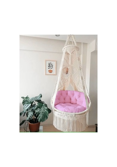 Makrome Salıncak Minderi Sadece Minder Satılık Pembe Pembe Makrome Salıncak Minderi Sadece Minder Satılık Pembe Pembe