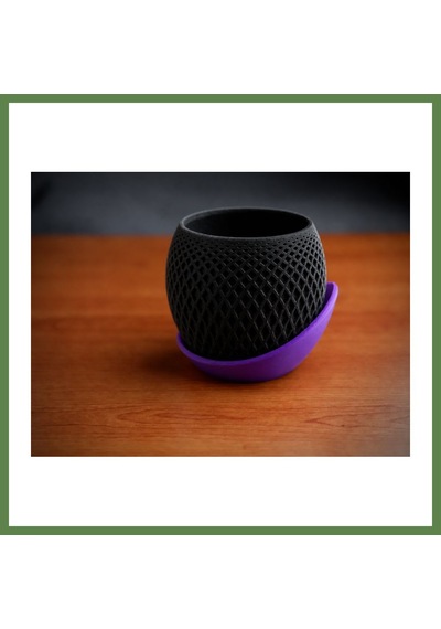 Bezos 3d Baskı Küre Saksı - Kafes Dokulu İki Parçalı Dekoratif Saksı - Siyah-mor Hb006 57662083