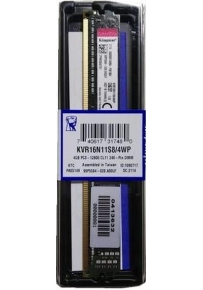 4 GB DDR3 1600 KINGSTON CL11 KVR16N11S8/4WP