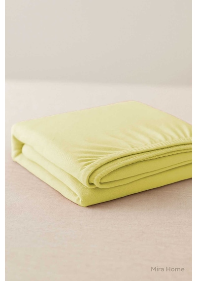 Tek Kişilik Düz Penye %100 Pamuklu Lastikli Çarşaf 100x200 Cm Newsheet Sarı Renkli