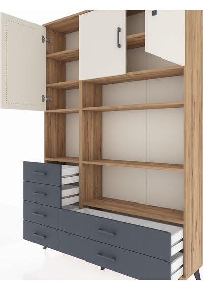 Arges Dolap 9 Raflı 6 Çekmeceli 3 Kapaklı 132x30x195 Çam-aytaşı/antrasit Aytası/antrasıt Arges Dolap 9 Raflı 6 Çekmeceli 3 Kapaklı 132x30x195 Çam-aytaşı/antrasit Aytası/antrasıt