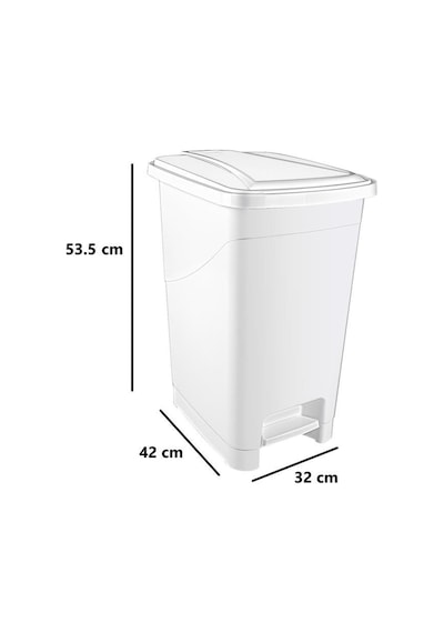 Omnipazar Srl-3030 Slim Pedallı Plastik Çöp Kovası İç Kovalı 40 Lt Beyaz