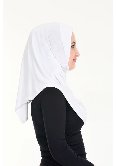 Sensu Tesettür Hazır Türban Pileli Pratik Namaz Örtüsü Beyaz