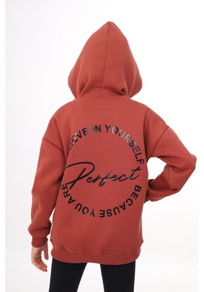 Toontoy Kız Çocuk Baskılı Sweatshirt Kiremit