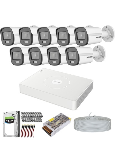 HIKVISION COLORVU GECE-KARANLIKTA 7/24 RENKLİ 9 KAMERALI SET 1TB