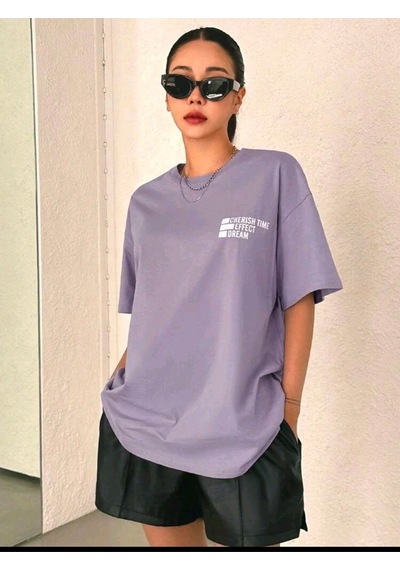 Flood Of Style Kadın Lila Cherish Time Baskılı Oversize Mor