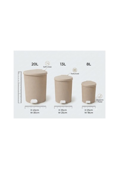 Premıum Kanal Tasarım Çamaşır Sepeti Ve Pedallı Çöp Kovası Seti 65l, 20l, 13l, 8l - Hava Akışlı Tasarım, Soft-close Kapak Bej - 909315802 Bej Premıum Kanal Tasarım Çamaşır Sepeti Ve Pedallı Çöp Kovası Seti 65l, 20l, 13l, 8l - Hava Akışlı Tasarım, Soft-close Kapak Bej - 909315802 Bej