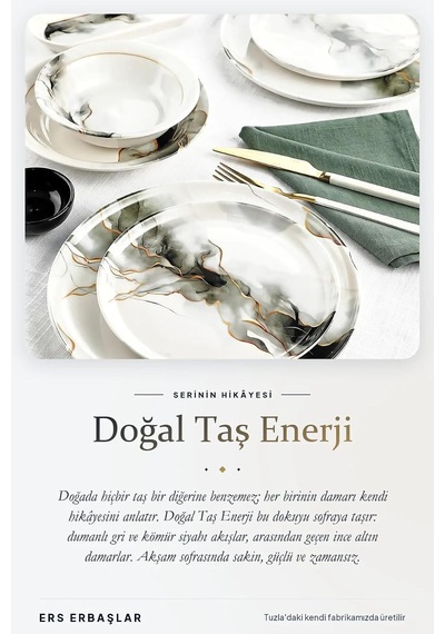 Doğal Taş Enerji 32 Parça 6 Kişilik Lüx Yemek Takımı Yemek Seti Diğer